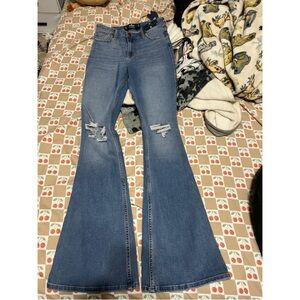 Hollister Light Blue Distressed Flare Jeans